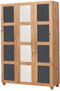 Spinta Kalune Design Hedera 2, antracito sp./pušies sp, 48 cm x 120 cm x 189 cm, su veidrodžiu