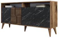 Komoda Kalune Design Milan 845HCT5334, juoda sp./riešuto sp., 78 cm x 160 cm x 35 cm