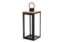 Фонарь 4Living Wood 628577, стекло/дерево/железо, 48 см, черный цв./коричневатый цв.