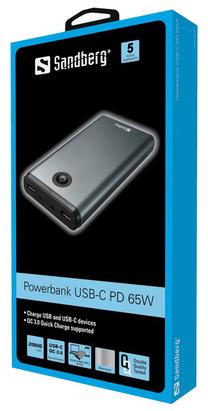 Lādētājs-akumulators (Power bank) Sandberg, 20800 mAh, melna krās.