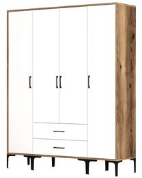 Spinta Kalune Design Kumsal STS, balta sp./riešuto sp., 47.5 cm x 160 cm x 201.4 cm