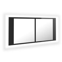 Pakabinama vonios spintelė su veidrodžiu VLX High Gloss, juoda sp., 12 cm x 100 cm x 45 cm