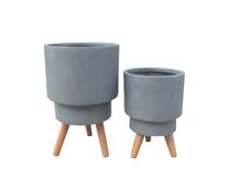 Gėlių vazonas Domoletti LT14766T-1S, keramika/molis, Ø 24 cm, pilka sp.