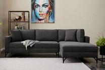 Kampinė sofa Hanah Home Berlin 825BLC2806, antracito sp./juoda sp., dešininė, 181 x 258 cm x 83 cm