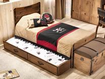 Vaikiška lova su ištraukiama papildoma lova Kalune Design Pirate 813CLK2210, įvairių spalvų, 90 x 180 cm, su patalynės dėže, be čiužinio