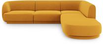 Kampinė sofa Micadoni Home Miley Velvet 6 Seats, geltona sp., dešininė, 252 x 220 cm x 74 cm
