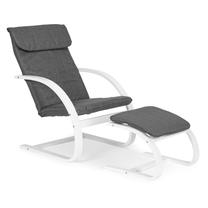 Krėslas su kojų atrama ModernHome, balta sp./pilka sp., 83 cm x 67 cm x 96 cm