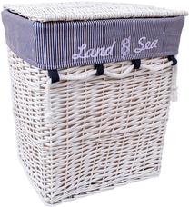 Veļas kaste Home4you, zila krās./balta krās., 35 cm x 47.5 cm x 55 cm