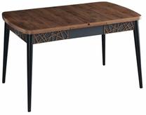 Valgomojo stalas išskleidžiamas Kalune Design Amalfi Motif, juoda sp./riešuto sp., 131.5 - 170 cm x 76.5 cm x 79.5 cm