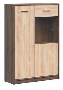 Vitrina Nepo Plus S435-REG1D1W/90-DMON/DSO, ąžuolo sp./smėlio sp., 90 cm x 34 cm x 131.5 cm