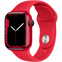 Viedais pulkstenis Apple Watch Series 7 GPS, 41mm RED Aluminium Case with RED Sport Band - Regular, sarkana krās.