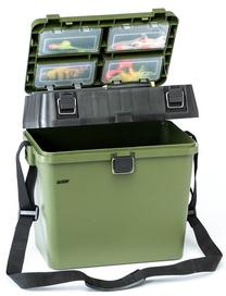 Makšķerēšanas kaste Jaxon Fishing Seat Box RH-161, 35 cm, tumši zaļa krās.