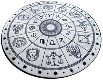 Kilimas vidaus Conceptum Hypnose Horoscope Beyaz, balta sp./juoda sp., 120 cm x 120 cm