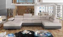 Kampinė sofa Rodrigo Soro 83, Soft 29, pilka sp./smėlio sp., dešininė, 202 x 345 cm x 90 cm
