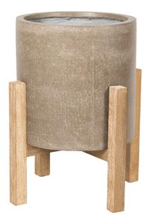 Puķu pods Home4you, kompozītmateriāls/koks, Ø 36.5 cm, brūna krās.