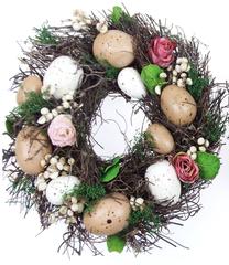 Dekoracija, velykinė Wreath 085421, 23 cm, ruda sp./rožinė sp.