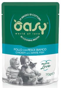 Šlapias kačių maistas Oasy, žuvis/vištiena, 0.07 kg