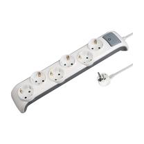 Удлинитель Electraline, 3 x 1 mm², 2 м, 6 розеток, с выключателем, белый цв.