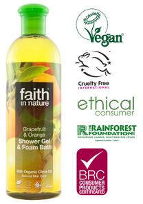 Kūno prausimosi želė Faith in Nature, 400 ml