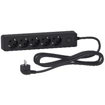 Удлинитель Schneider Electric, 3 x 1,5 mm², 3 м, 5 розеток, с выключателем, черный цв.
