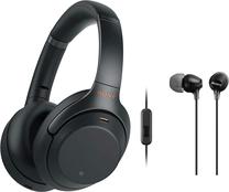 Vadu austiņas Sony WH-1000XM3 + MDR-EX15ap, melna krās.
