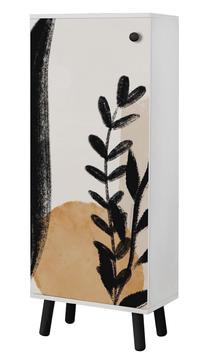 Batų spintelė Kalune Design Vegas SB 967, balta sp./juoda sp., 38 cm x 50 cm x 135 cm