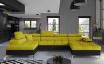 Kampinė sofa Eduardo Omega 68, Soft 11, geltona sp., kairinė, 345 x 202 cm x 90 cm