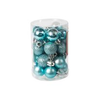 Ziemassvētku eglīšu rotaļlietu komplekts Christmas Touch, gaiši zila krās., 2.5 cm, plastmasa, 24 gab.