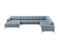 Kampinė sofa Micadoni Mamaia Velvet, šviesiai mėlyna sp., dešininė, 327 x 256 cm x 75 cm