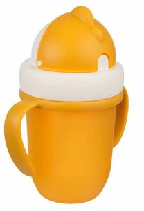Puodelis su snapeliu Canpol Babies Cup With Silicone Flip Top Straw Matte Pastels, 210 ml, 9 mėn., plastikas/silikonas, geltona sp.