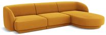 Kampinė sofa Micadoni Home Miley Velvet 4 Seats, geltona sp., dešininė, 259 x 155 cm x 74 cm