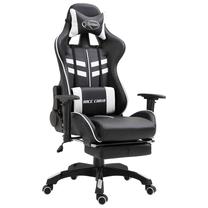 Spēļu krēsls VLX With Footrest 20205, 68.5 x 68 x 118 - 125 cm, balta krās./melna krās.