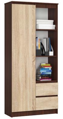 Biuro spinta Akord R11, sonoma ąžuolo sp./tamsiai ruda sp., 180 cm x 80 cm x 35 cm