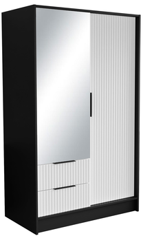 Spinta ADRK Norel, balta sp./juoda sp., 100 cm x 51 cm x 200 cm, su veidrodžiu