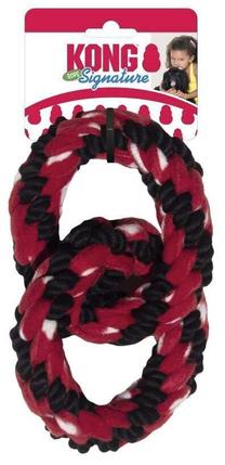 Rotaļlieta sunim, gredzeni Kong Signature Rope Double Ring Tug, 22 cm, melna krās./sarkana krās.
