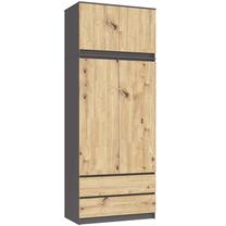 Шкаф Akord Furniture Factory S90, графитовый цв./artisan oak цв., 90 см x 51 см x 234 см