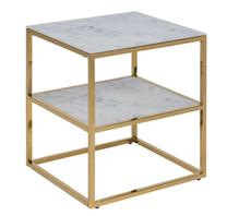 Naktinis staliukas Home4you Alisma 10535648, aukso sp./balta sp., 50 cm x 40 cm x 45 cm