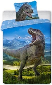 Комплект постельного белья Faro Dinosaur POW-168, синий цв./зеленый цв./серый цв., 70 x 90 cm, 140 x 200 cm