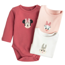 Bērnu rāpulītis ar garām piedurknēm, klasisks, meitenēm/mazuļiem Cool Club Mickey & Friends LUG2702348-00, balts krās./rozā krās./gaiši rozā krās., 80 cm, 3 gab.