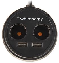 Adapteris Whitenergy, Cigarette Lighter Socket/2 x USB, balta sp./juoda sp.