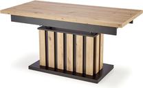 Kavos staliukas Baretti, ąžuolo sp./juoda sp., 130 - 170 cm x 65 cm x 65 - 82 cm