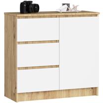 Komoda Akord Jerry, ąžuolo sp./balta sp., 77 cm x 80 cm x 35 cm