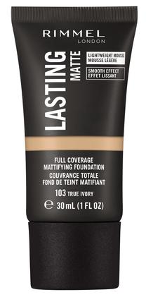 Skystas makiažo pagrindas Rimmel London Lasting Matte, smėlio sp., 103 true ivory, 30 ml