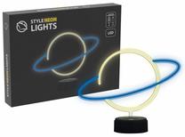 Dekoracija "Planeta" Manta Style Neon Lights su LED apšvietimu, 24.5 cm, mėlyna sp./balta sp./sidabro sp.