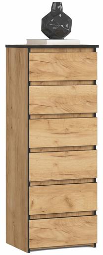 Kumode Akord Furniture Factory CL6 PK, melns krās./craft oak krās., 109 cm x 40 cm x 35 cm