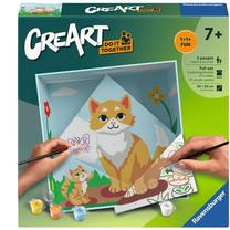 Glezna pēc numuriem Ravensburger CreArt Cat, brūna krās./zaļa krās./gaiši zila krās., 20 x 20 cm