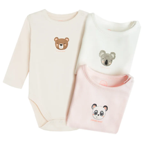 Bērnu rāpulītis ar garām piedurknēm, klasisks, meitenēm/mazuļiem Cool Club Cuties CUG2702349-00, balts krās./bēša krās./gaiši rozā krās., 80 cm, 3 gab.
