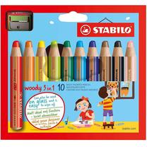 Krāsainie zīmuļi Stabilo Woody 3in1, 10 gab.