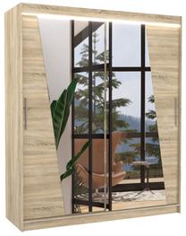 Spinta ADRK Preto LED, rusva sp., 58 cm x 180 cm x 215 cm, su veidrodžiu