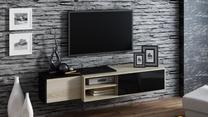 ТВ стол Cama Meble Sigma 1C, дубовый цв./черный цв., 180 см x 45 см x 35 см